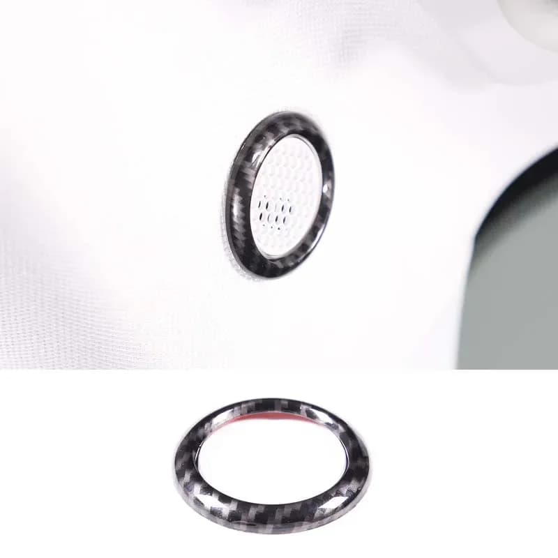 Carbon Fiber Style Car Roof Speaker Microphone Ring Trim Cover For Ford Maverick Lariat 2022-2024 Auto Interior Accessories