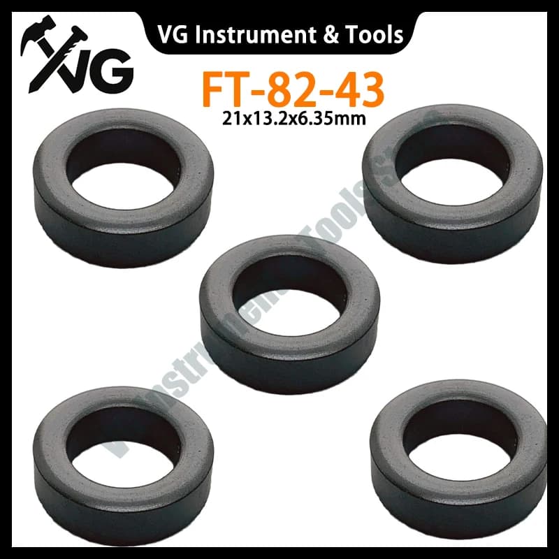 5 Pcs FT82-43 American RF Ferrite Toroid Core Magnetic Ring FT-82-43 Size 21x13.2x6.35mm Magnetic Permeability 850