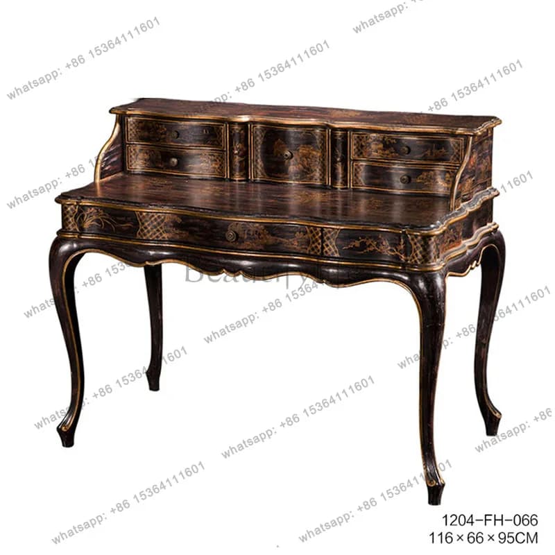 Neoclassical French court style mahogany painted gold foil imitation piano dresser furniture