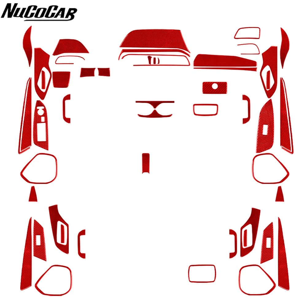 For Honda Fit Jazz 2014-2020 Red Carbon Fiber Central Shift Cup Door Switch Armrest Panel Car Accessories Decorative Stickers