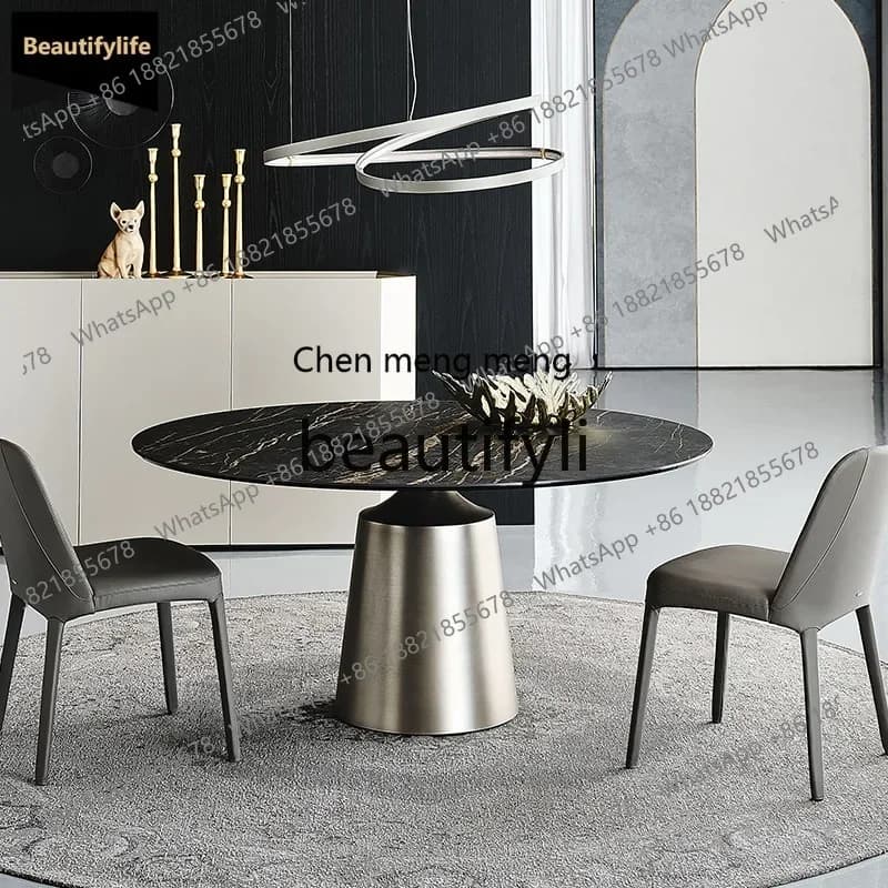 X  GG Light Luxury Imported Rock Plate Round Dining Table Light Luxury Modern Minimalist Dining Table