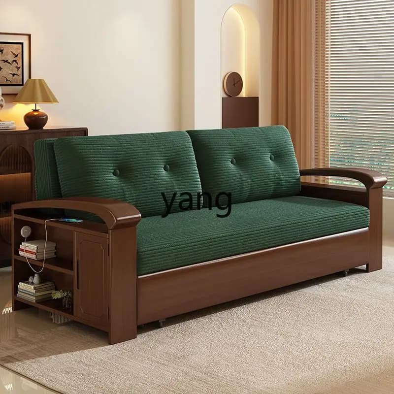 LH solid wood foldable storage multi-functional dual-purpose small apartment living room sofa