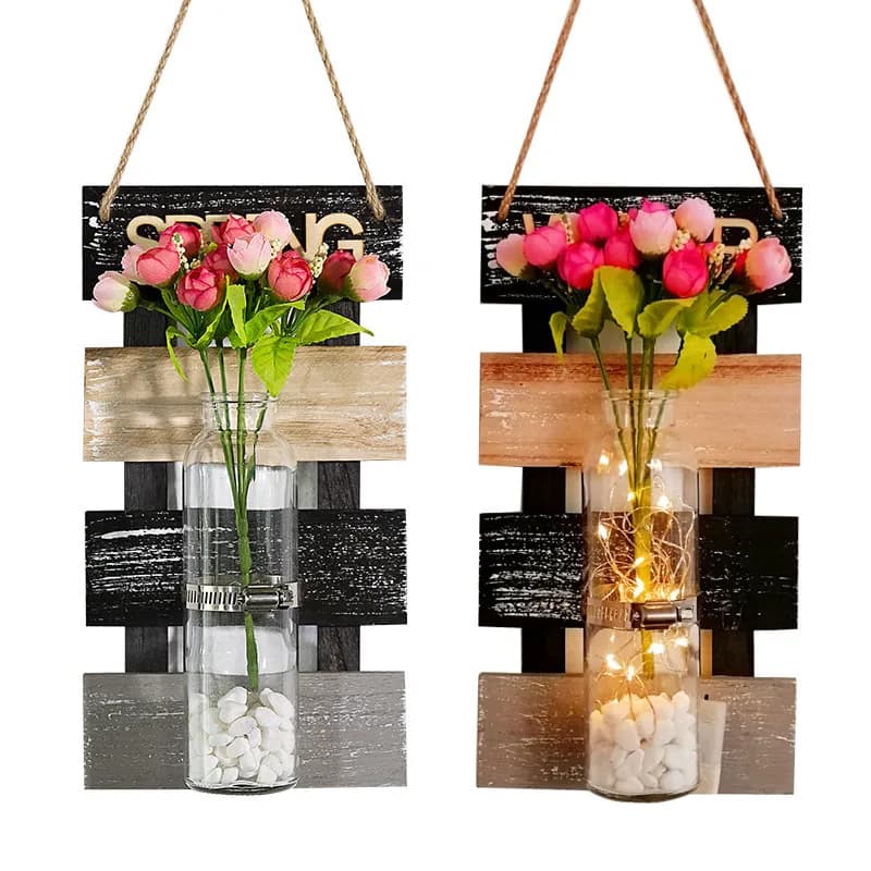 Wooden Pendants Creative Dining Rooms Living Rooms Walls Hydroponic Vases Home Wall Decorations