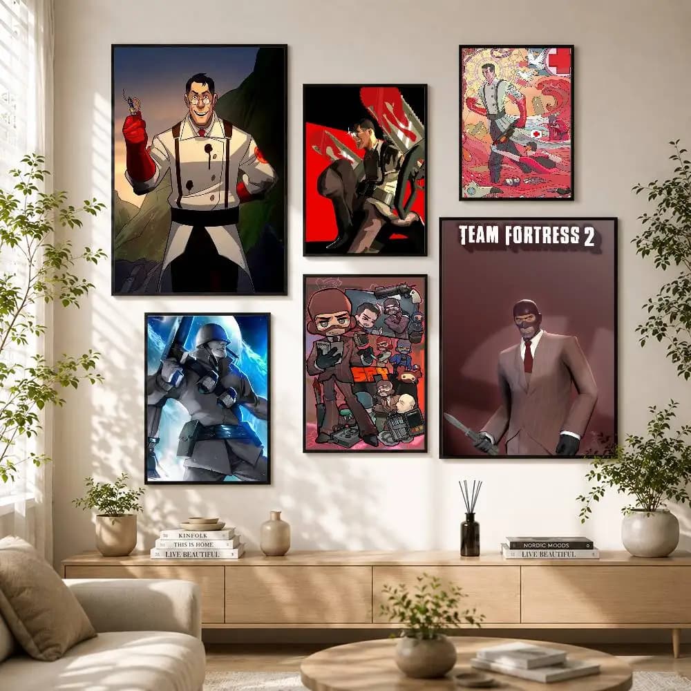 T-Team F-Fortress 2 Poster Versatile HD Waterproof Wall Art Self-Adhesive Decor for Any Space Ideal Gift