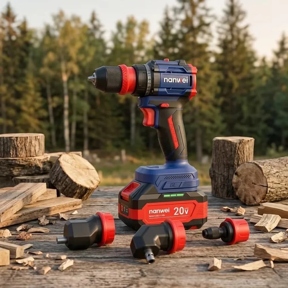 21V 4-IN-1 Cordless Drill Set with Interchangeable Battery Electric Screwdriver Multi-Head Rechargeable Power Tool for