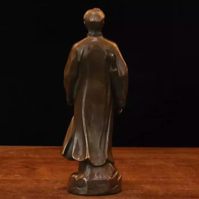 Brass Sculpture Ornament, Statue of Chairman Mao Visiting Anyuan, Living Room Office Souvenir Craft