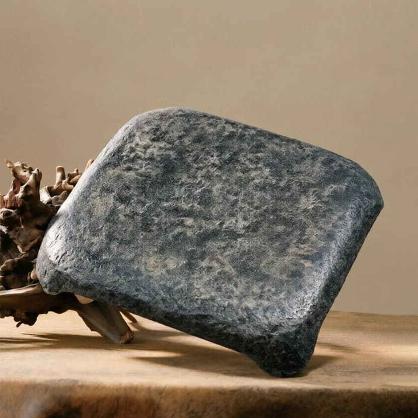 Square Black Basalt Teapot Tray 15x15cm Natural Stone Stand Handcrafted Premium Elegant Zen Kung Fu Tea Ceremony Art Gift Decor