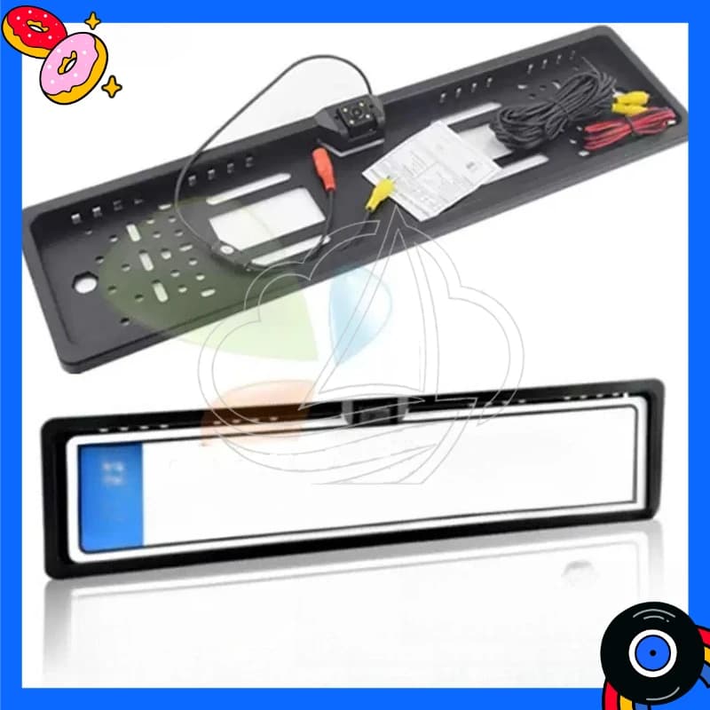 European Style Front & Rear License Plate Frame with HD Rear View Reversing Camera, Waterproof Universal Design