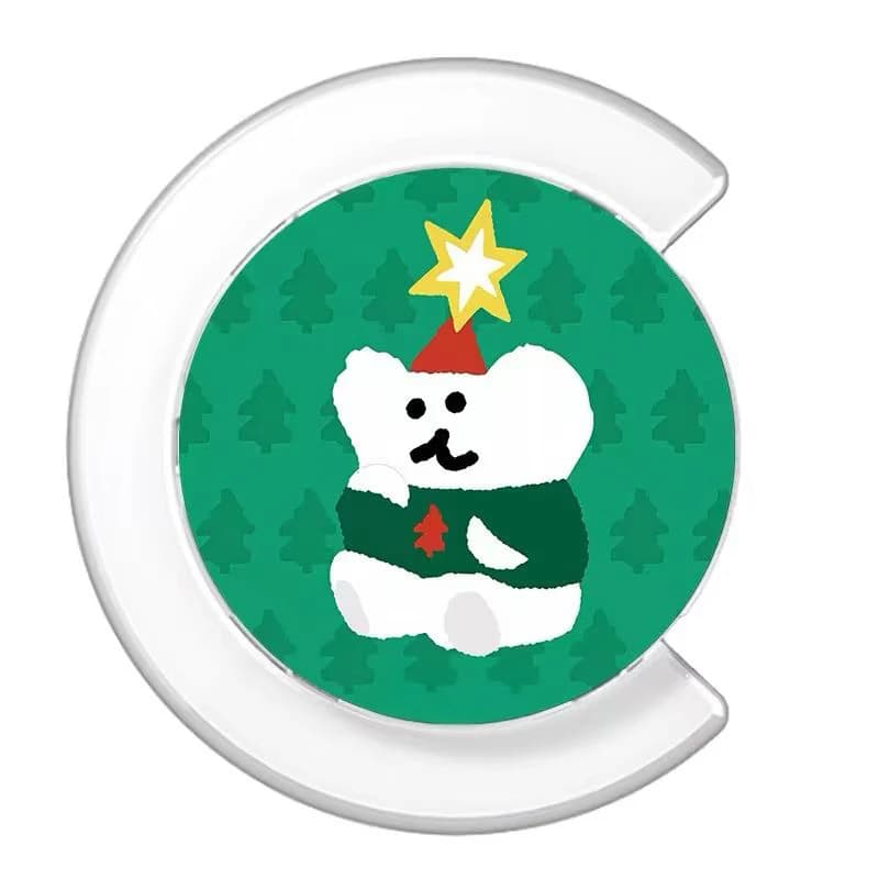 Cartoon Christmas Bear Magnetic Phone Grip Phone Stand for IPhone Holder Mount Support for Galaxy Mobile Phone Accessories