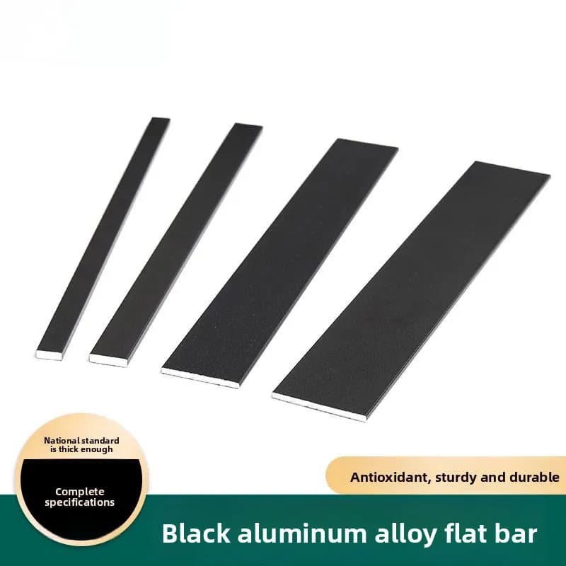 Black Solid Aluminum Flat Strip Suitable for Decoration, Brackets, 8-50mm Wide Hardware Accessories, Industrial Frames, Etc