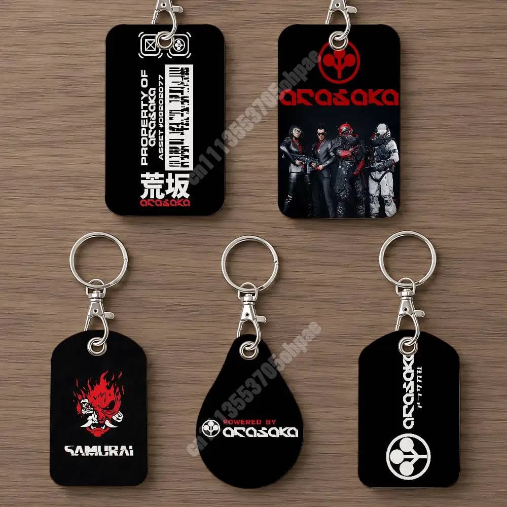 Arasaka Tower Corporation Leather Keychain Card Holder for Airtag & ID Cards Business Bag Charm