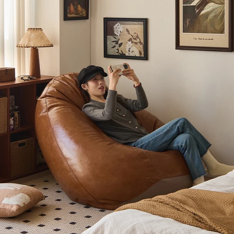 Modern style bean warehouse lazy sofa Ins tatami style bean bag leather chair set living room balcony sitting and sleeping