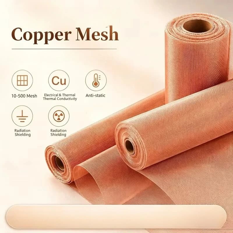 Electromagnetic Shielding Copper Mesh 2-400 Mesh Phosphor Bronze Anti Static Grounding Filter Copper Wire Net