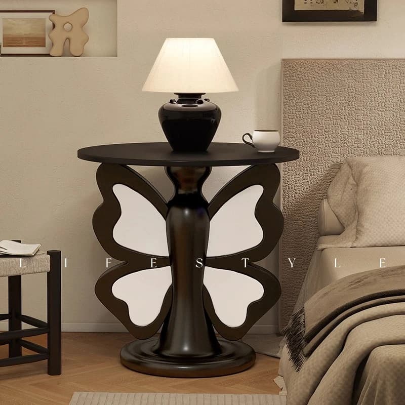 Modern Minimalist Butterfly Flip Bedside Table Resin Corner Stand Vintage Sofa Side Table Multi-Function for Small Apartment
