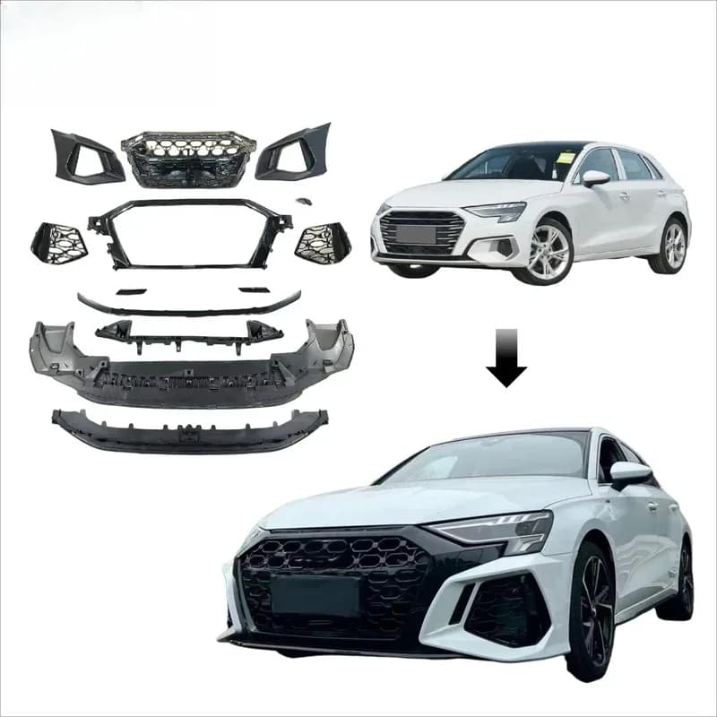 Bodykit for  A3 2021-2024  Upgr to  A3 RS3 New Den Bodykit Grille Front Bumper High Quality PP Grille