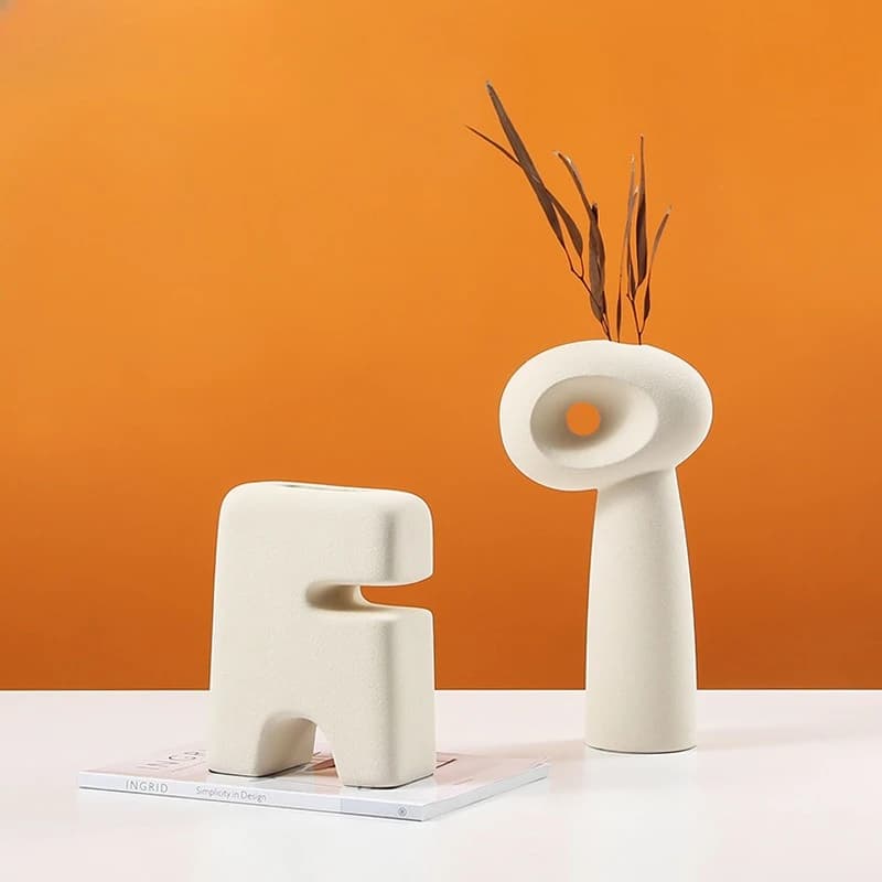 Nordic minimalist style abstract new and peculiar ceramic small vase, model house,  desktop creative ornament