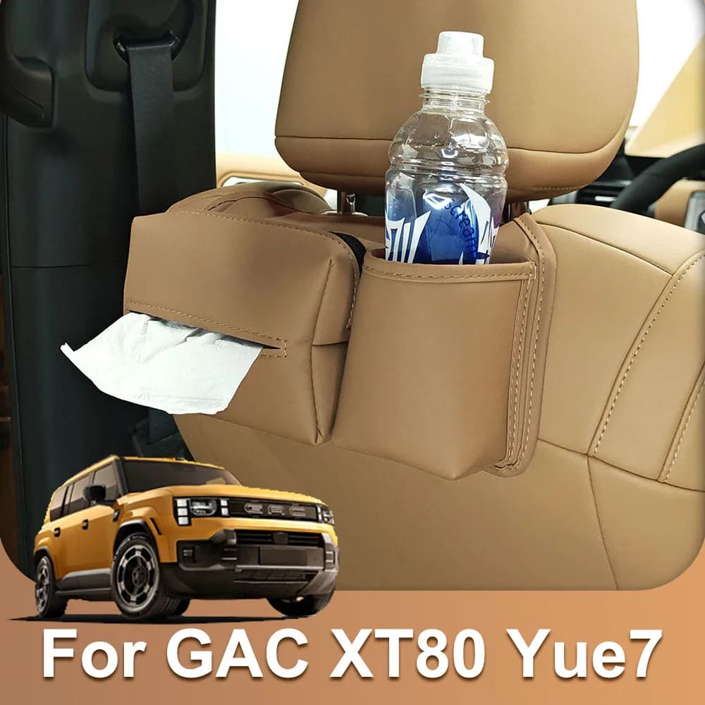 Suitable For GAC XT80 Yue7 Leather Tissue Bag On The Back Of The Seat Car Modification Parts Rear Multifunctional Cup Holder
