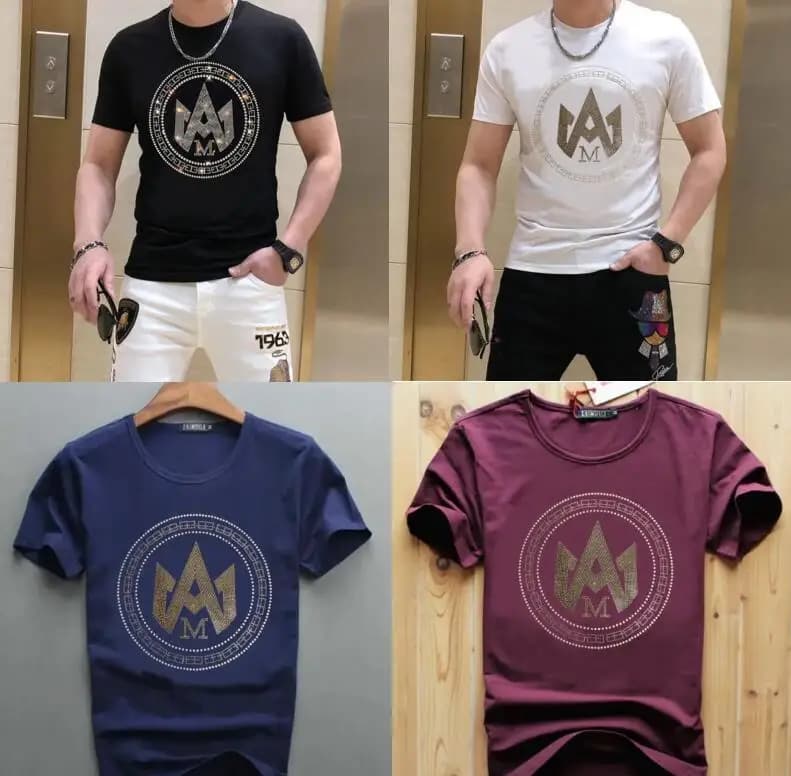 Men's Rhinestone Anime Diamonds Design Cotton T-Shirt Casual Short Sleeve Streetwear in Sizes S to 6XL
