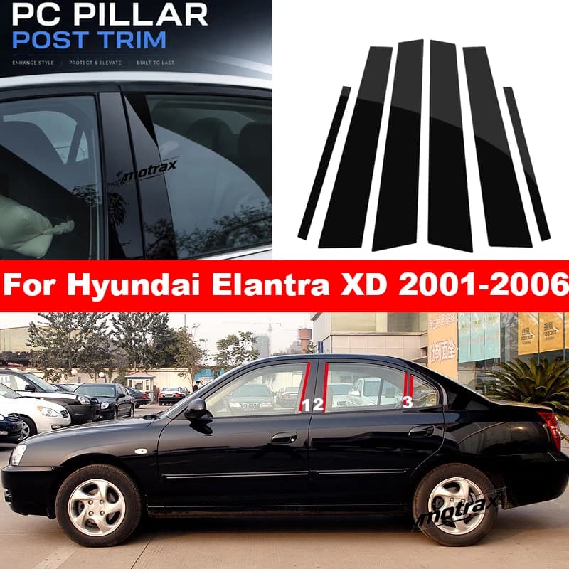 Car B C Pillar Middle Central Column PC Window Decoration Stickers Cover for Hyundai Elantra XD 2001 2002 2003 2004 2005 2006