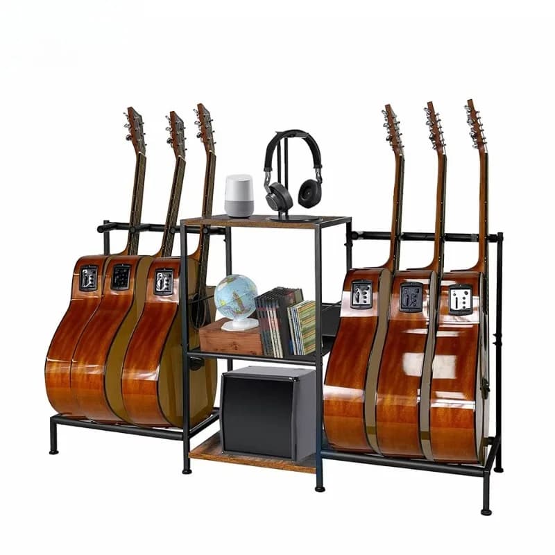 Environmentally friendly steel and wood combination bassoon display stand, multi-layer studio musical instrument storage stand