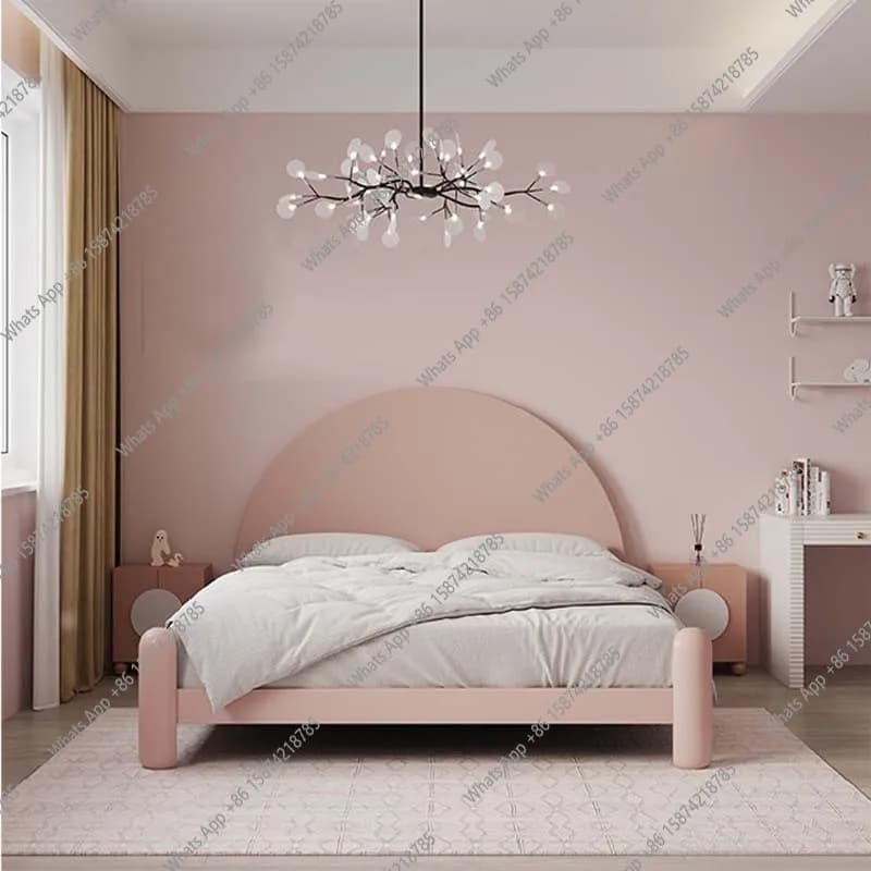 Nordic simple solid wood bed semi-round modern light luxury small apartment princess bed 1.2 meters girl single child