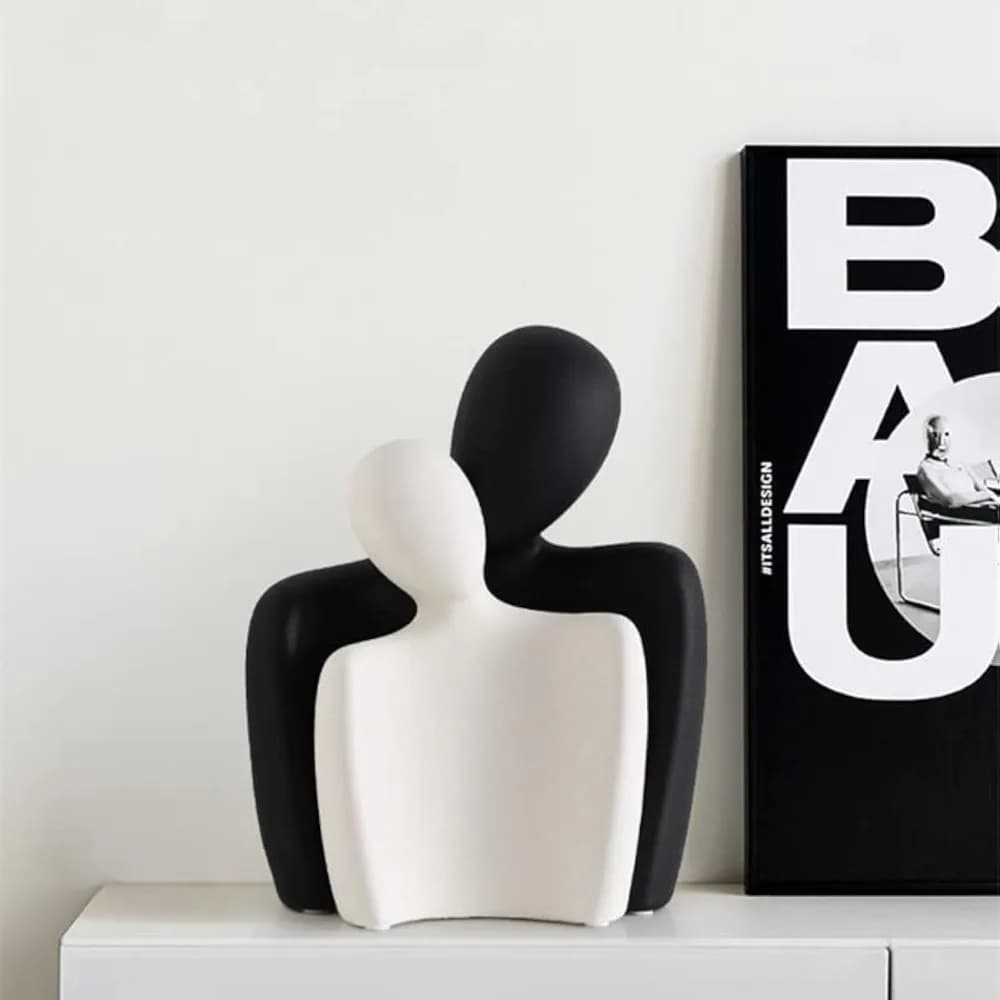 Abstract Black White Resin Figurine Sculpture Home Decor for Living Room Bedroom Bathroom Office Desktop Accents