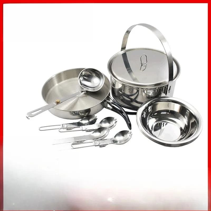 Camping Set Pot Picnic Pot Set for 4 People Mountaineering Travel  Portable Stove Stainless Steel Pot
