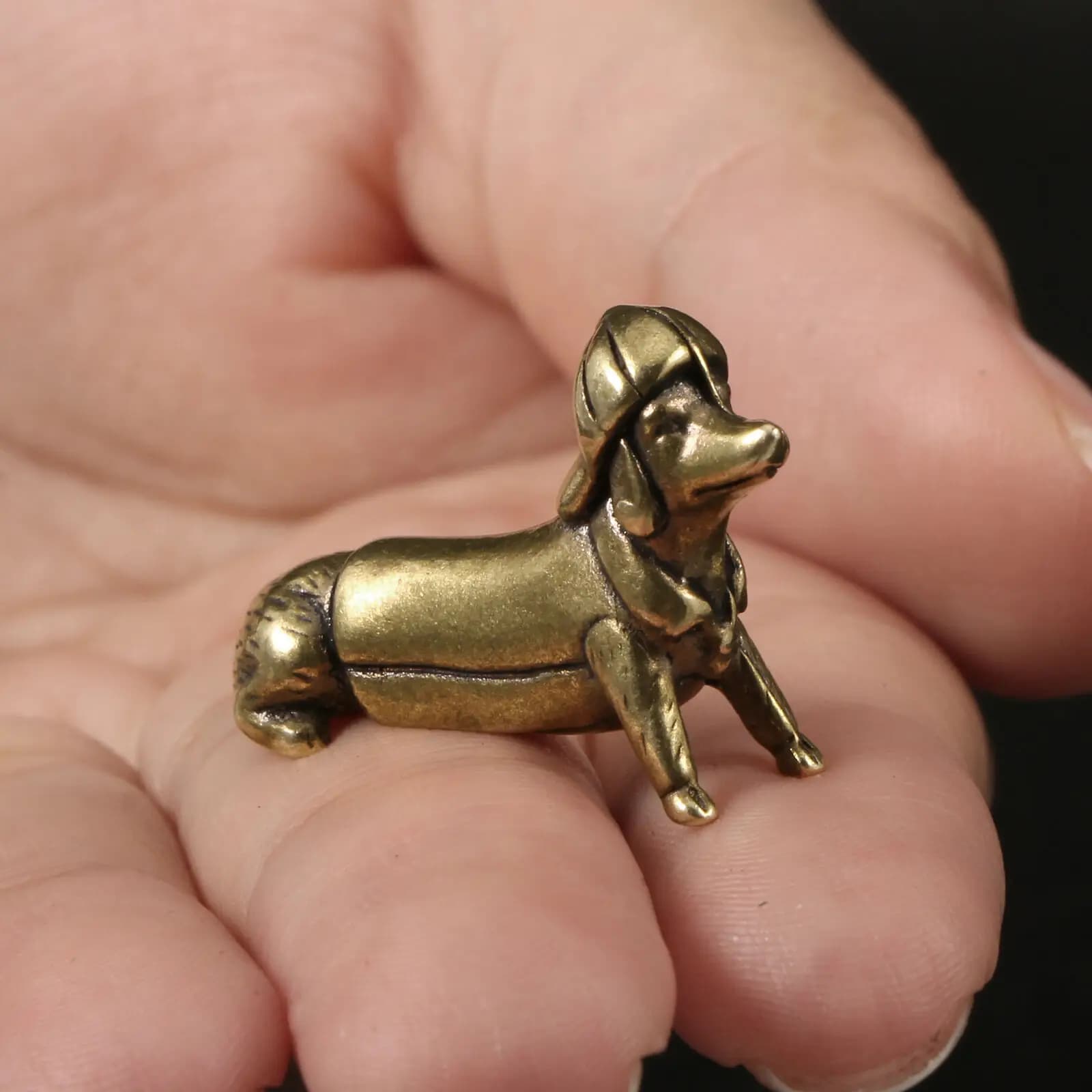 Dachshund Solid Copper Ornament Cute Puppy Tea Pet Ornament Statue