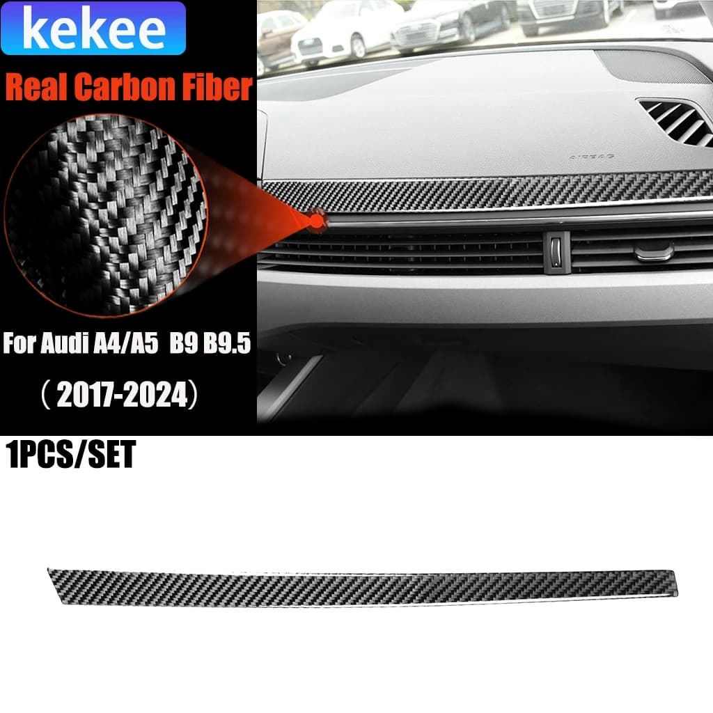 Carbon Fiber Car Accessories Co-pilot Dashboard Modified Interior Trim Cover Soft Sticker For Audi A4/A5 RS4 S4 B9 B9.5 2017-24