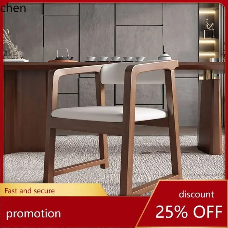 YZ8Solid Wood Dining Chair Home Backrest Chinese Tea Chair Light Luxury Armchair Simple Modern Tea Room Stool