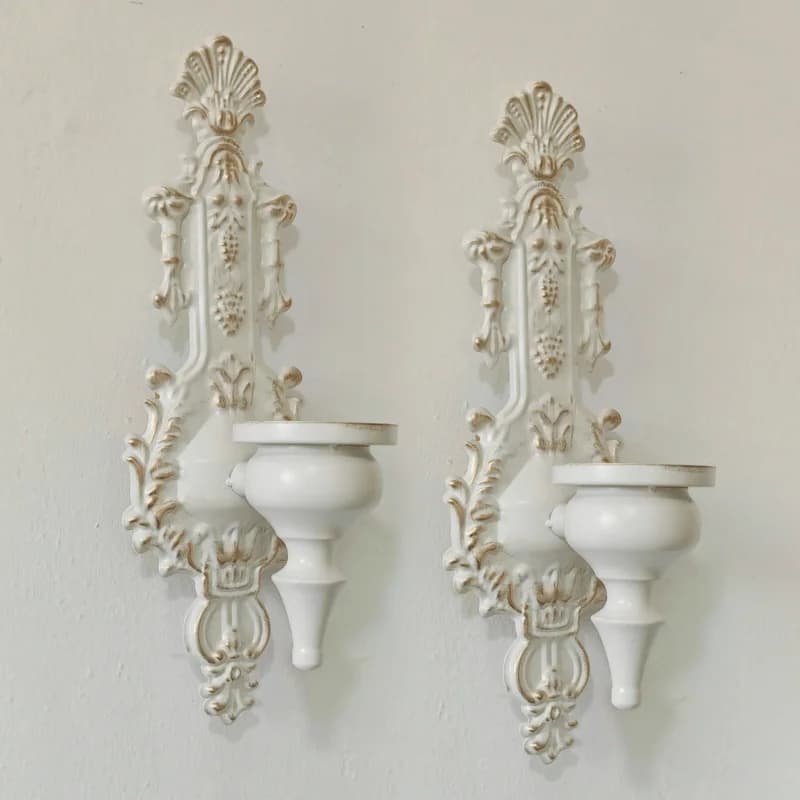 1/2 Pc Retro Relief Wall Hanging Candle Holder, Iron Artwork, Classic Home and Wedding Decorative Item