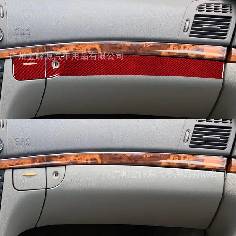 Suitable for 03-09 Mercedes-Benz E-class car interior modification carbon fiber co-pilot storage box panel decorative sticker