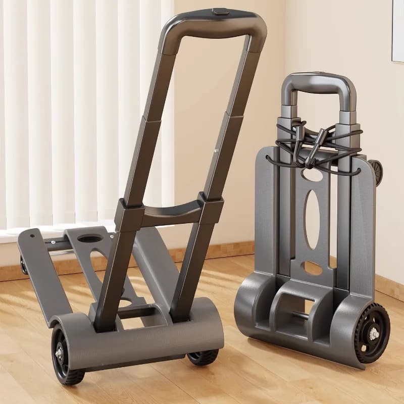 Household Foldable Hand Pull Cart, Portable Trolley for Shopping Parcel Sundry Cargo Moving