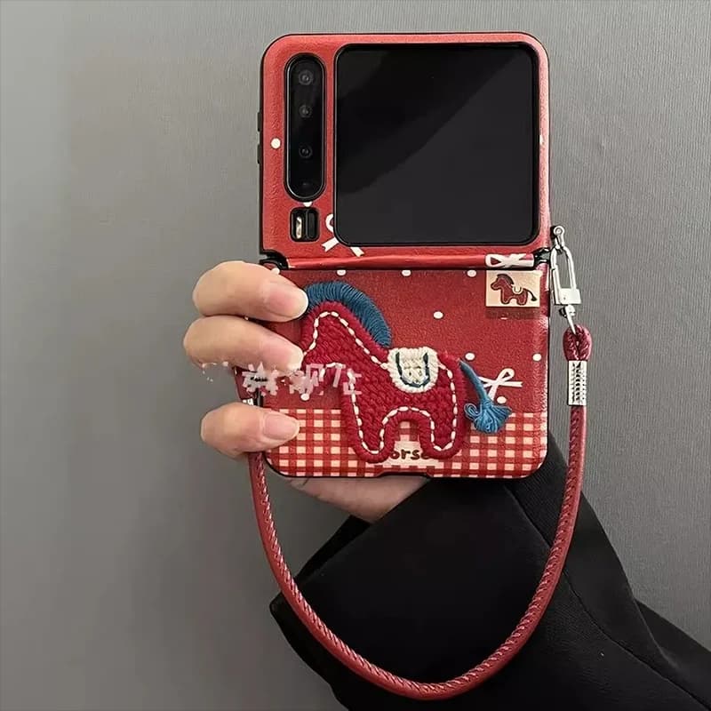 Year of the horse phone case for Xiaomi mix flip / Xiaomi mix flip 2 case Cute Ponny Leather Cover with Hinge