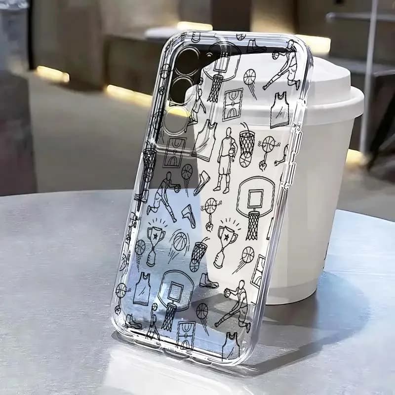 Basketball Element Illustration Case For OPPO A11 A16 A55 A56 A57 A72 A52 A73 A74 A54  Find X5 X6 X7 Ultra Pro 5G Transparent