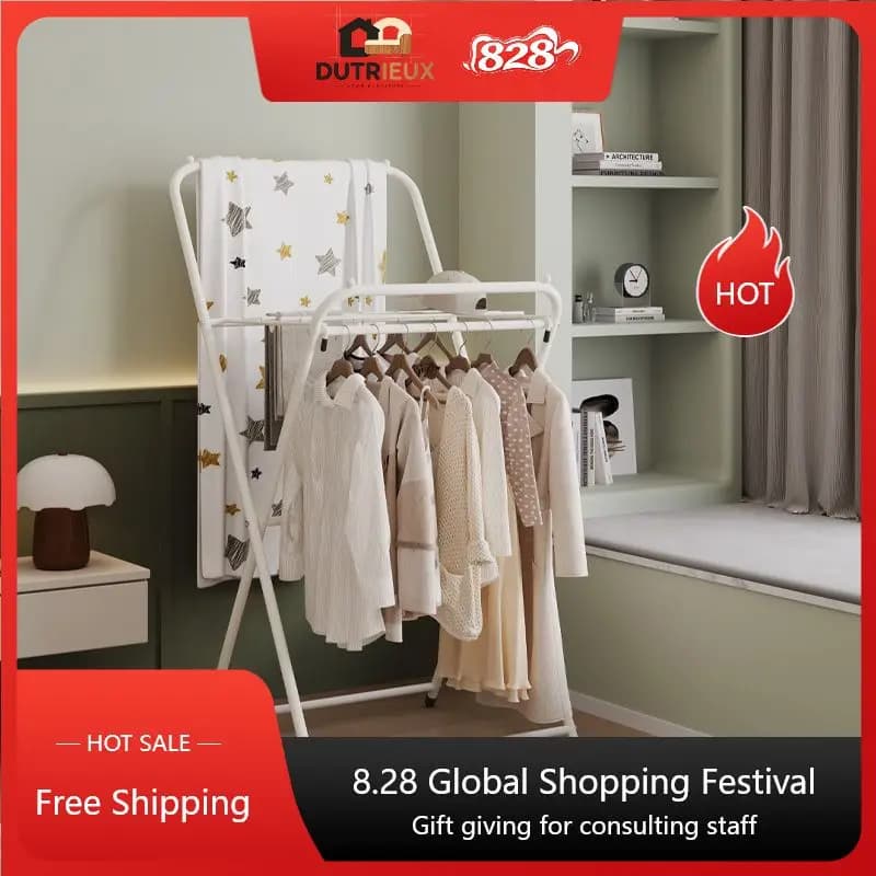 Balcony Foldable Clothes Rack Bedroom Portable Design Nordic Clothes Rack Space Saving Modern Colgadores De Ropa Furniture Home