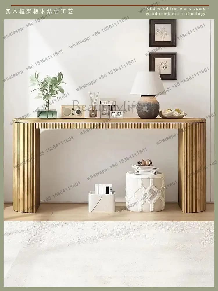 Solid wood entrance table American foyer decorative cabinet oak high-end ultra-thin design