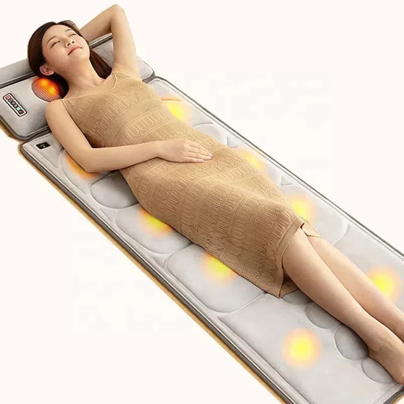 Hot SalesElectric Massage Mat Full Body Vibration Back Waist Heating Massage Mattress With Detachable Pillow