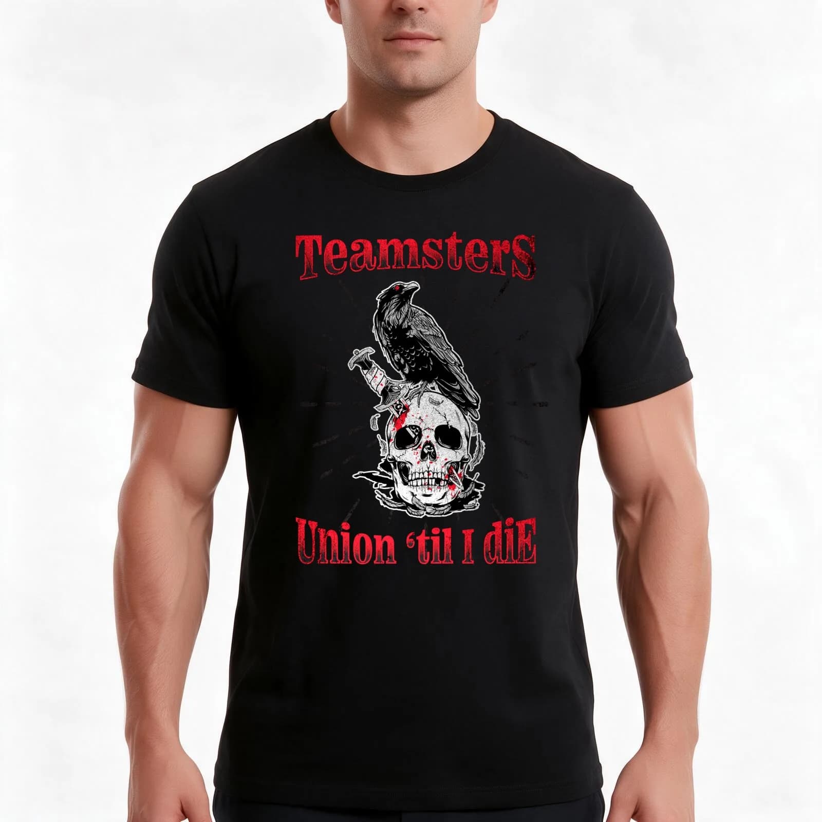 teamsters union till i die, skull, teamsters, teamsters union T-Shirt, Summer Casual Cotton Tee, Oversized Streetwear Tops