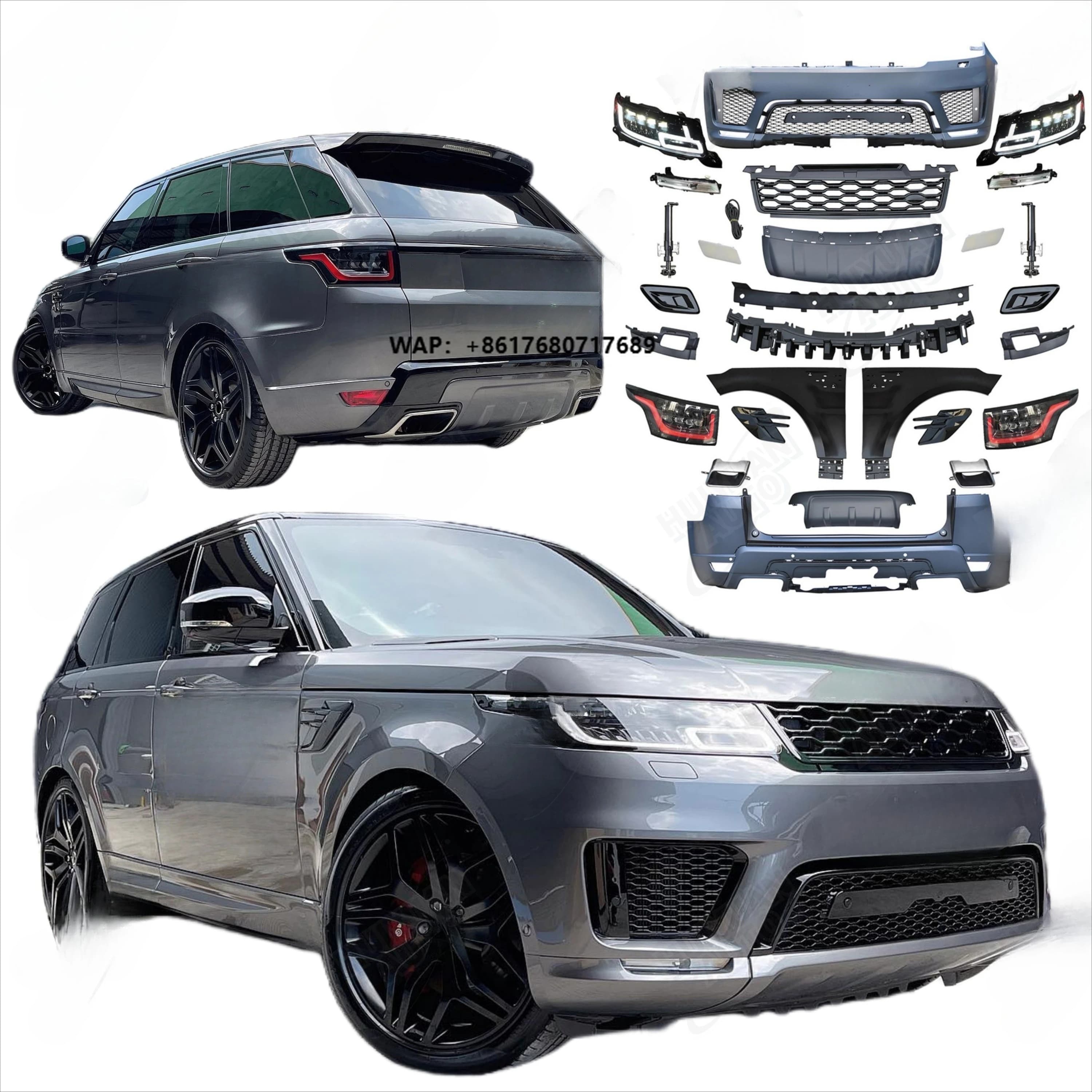 New Arrival for RANGE ROVER Sport 2013-2017 Upgrade to 2018-2020 OEM Model Body Kit with Front Rear Bumper Assembly LED Lamps