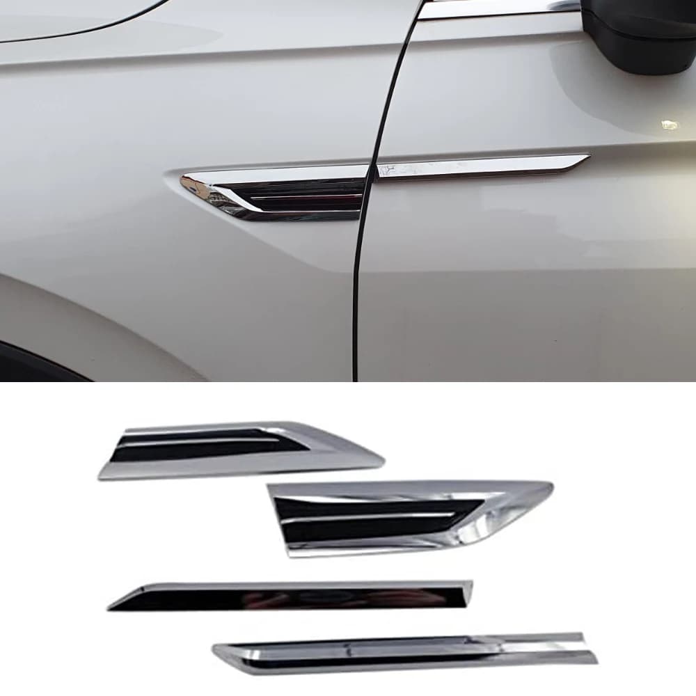 Car Accessories for Volkswagen Tiguan 2017-2023 Side Wing Fender Emblem Badge Stickers Cover Trim Decoration Silver