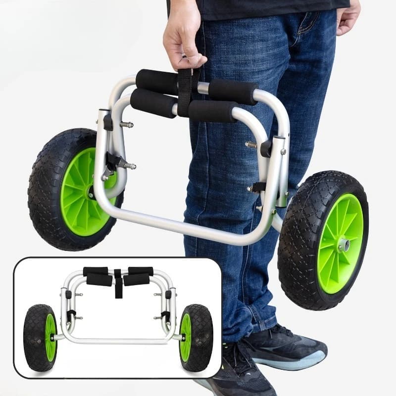Kayak Trailer Aluminum Alloy Folding Hard Plastic Paddle Board Hand Pull Cart Strap Type Adjustable FRP