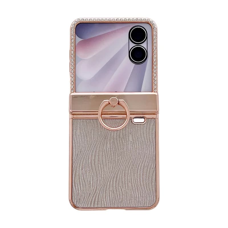 For Honor Magic V Flip 1 2 Electroplated Water Ripple Case Ring Front Tempered Glass Full Hinge Shockproof Anti Drop Fold Cover