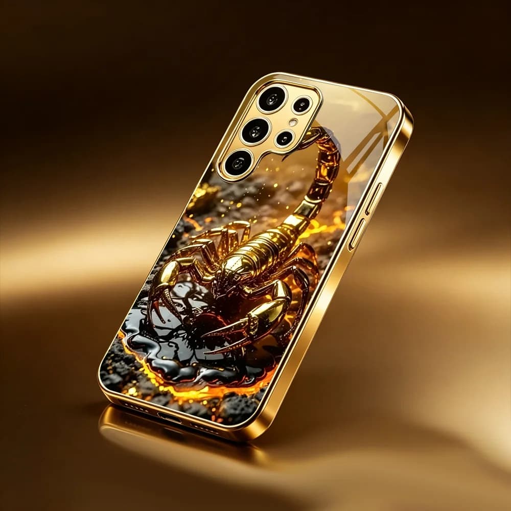Secret Realm Golden Scorpion Tempered Glass High-end phone case for Samsung Galaxy S26/S25/S24/S23/S22 FE Ultra Plus Shockproof