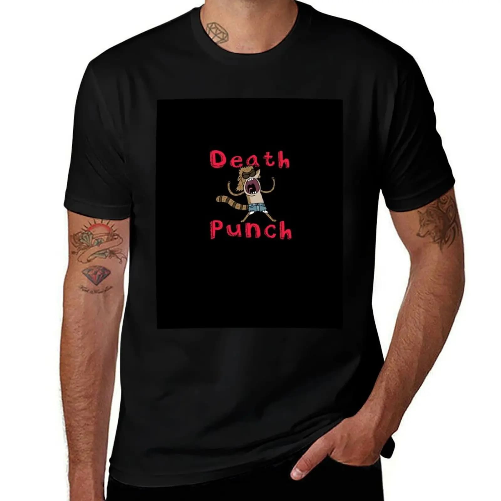 Rigby's Death Punch of Death Regular Show T-Shirt Basic Regular Fit Casual T-Shirt