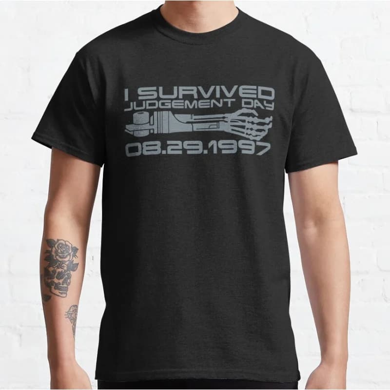 I Survived Judgement Day Vintage Cyberdyne Systems 90s Computer graphic t shirts 100% cotton large size tee Adult all size S-6XL