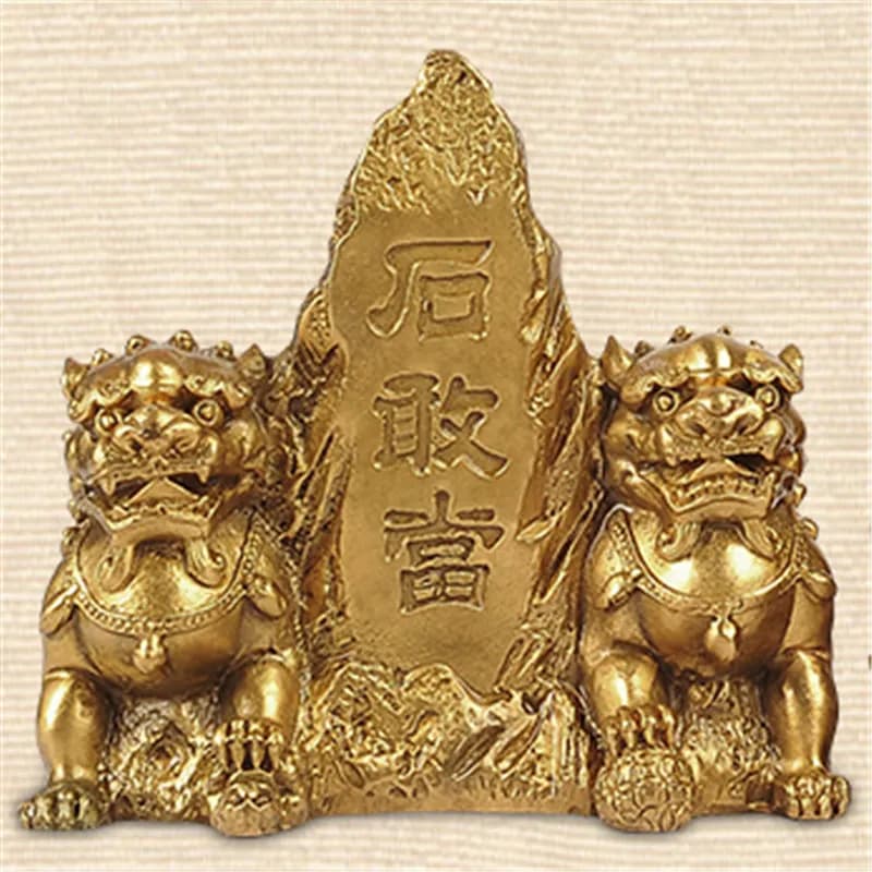 Large with Double Lions, Brass Stone Guandang