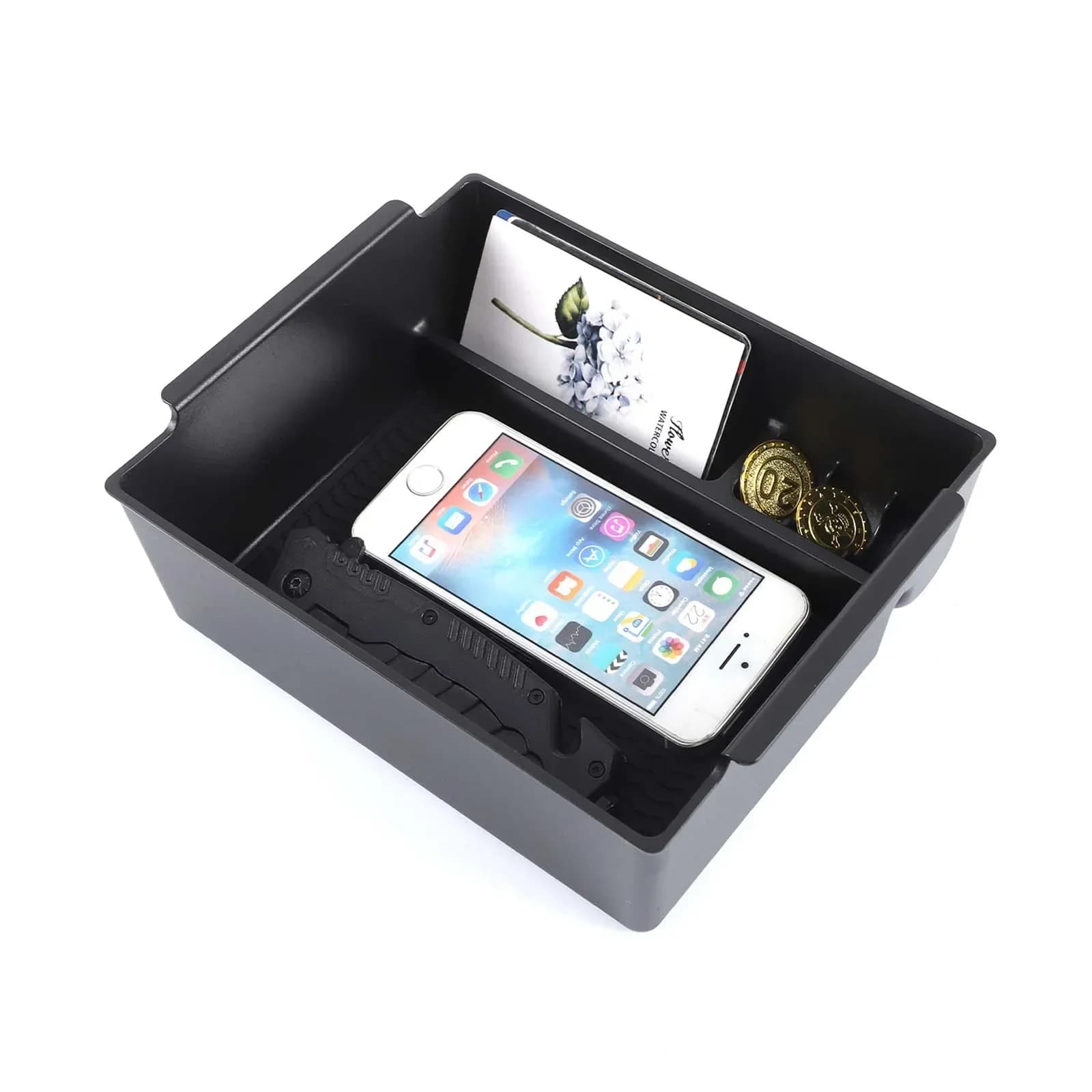 ABS Black For Mitsubishi L200 Triton 2024-2025 car central control armrest box storage box mobile phone tray car accessories