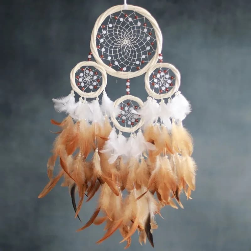 Vintage Feathers Dream Catcher with 4 Rings Large Wall Hangings Bedroom Decorations Window Wind Chimes For Girls Holiday Gifts