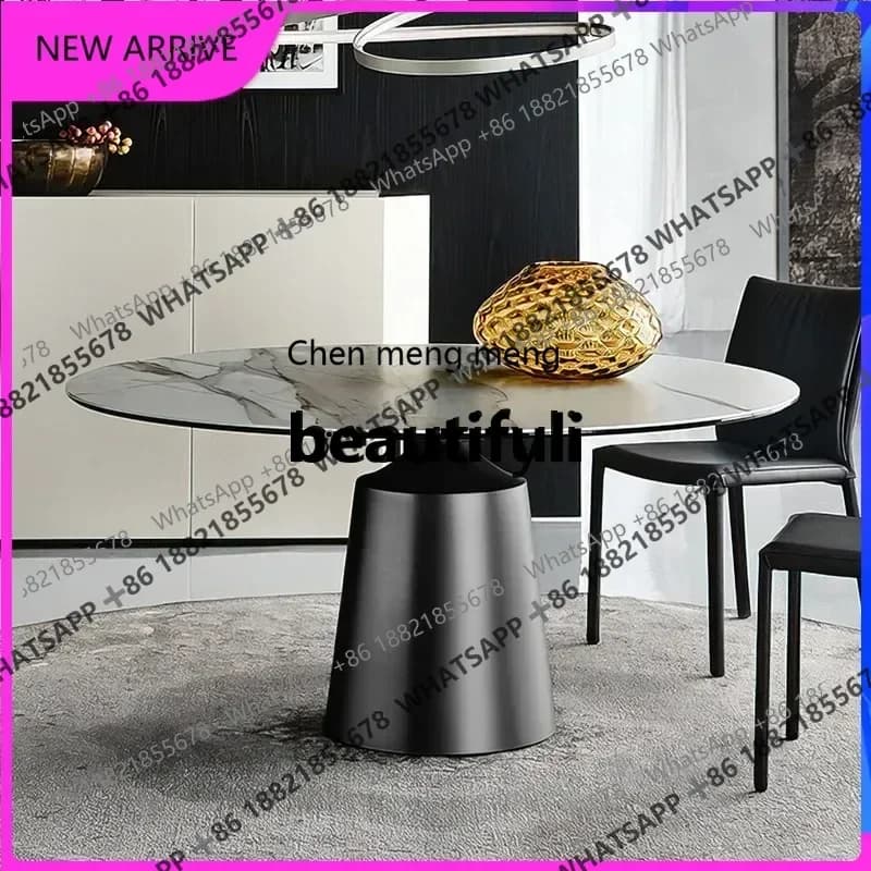 X AA85  Light Luxury Imported Rock Plate Round Dining Table Light Luxury Modern Minimalist Dining Table